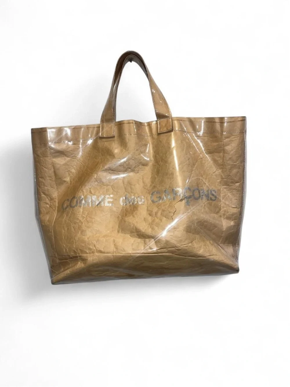 Comme des Garcons Tan Shiny Logo Tote Bag